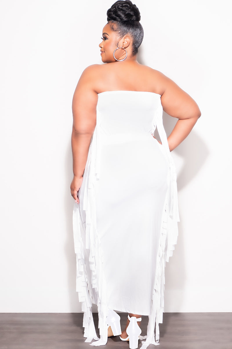 Final Sale Plus Size Strapless 2pc Set in White