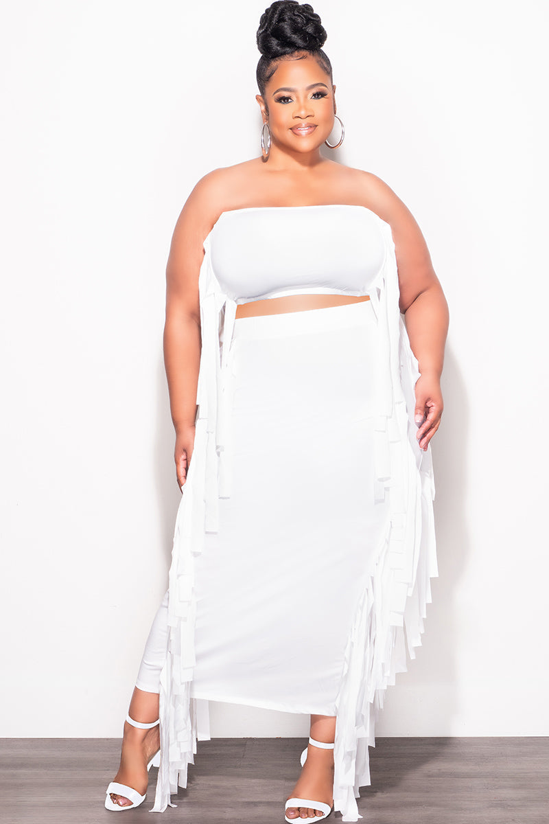 Final Sale Plus Size Strapless 2pc Set in White