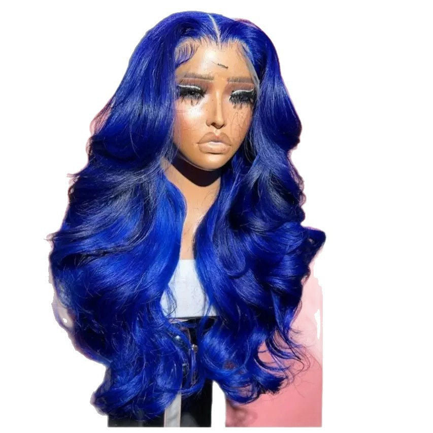 Wholesale Adjustable Blue 13x4 Lace Front Hairpiece Glue Black Straight Wig High Temperature Fiber Heat Resistant Natural