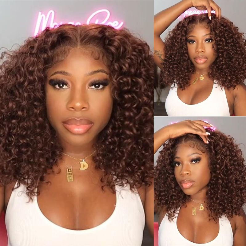 Glueless HD Lace Frontal Wig Raw Vietnamese Human Hair 200% Density Brown Human Hair Wigs for Women Burmese Curly Human Hair Wig