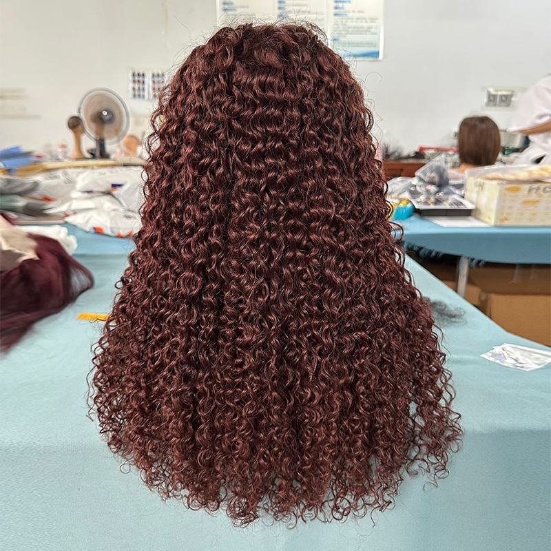 Glueless HD Lace Frontal Wig Raw Vietnamese Human Hair 200% Density Brown Human Hair Wigs for Women Burmese Curly Human Hair Wig