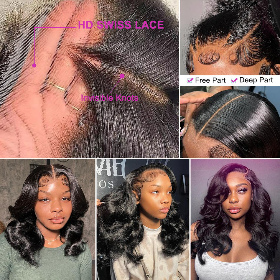 Chocolate Brown Bouncy Wavy Lace Front Short Bob Wig Loose Body #4 Color HD Frontal Human Hair Wigs for Women
