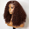 Glueless HD Lace Frontal Wig Raw Vietnamese Human Hair 200% Density Brown Human Hair Wigs for Women Burmese Curly Human Hair Wig