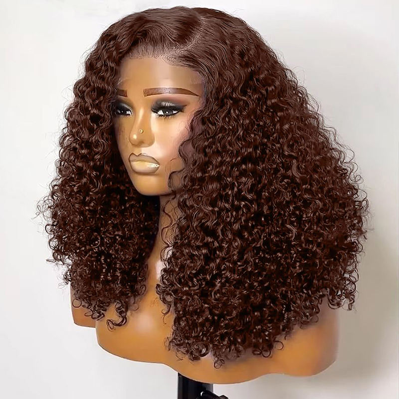 Glueless HD Lace Frontal Wig Raw Vietnamese Human Hair 200% Density Brown Human Hair Wigs for Women Burmese Curly Human Hair Wig