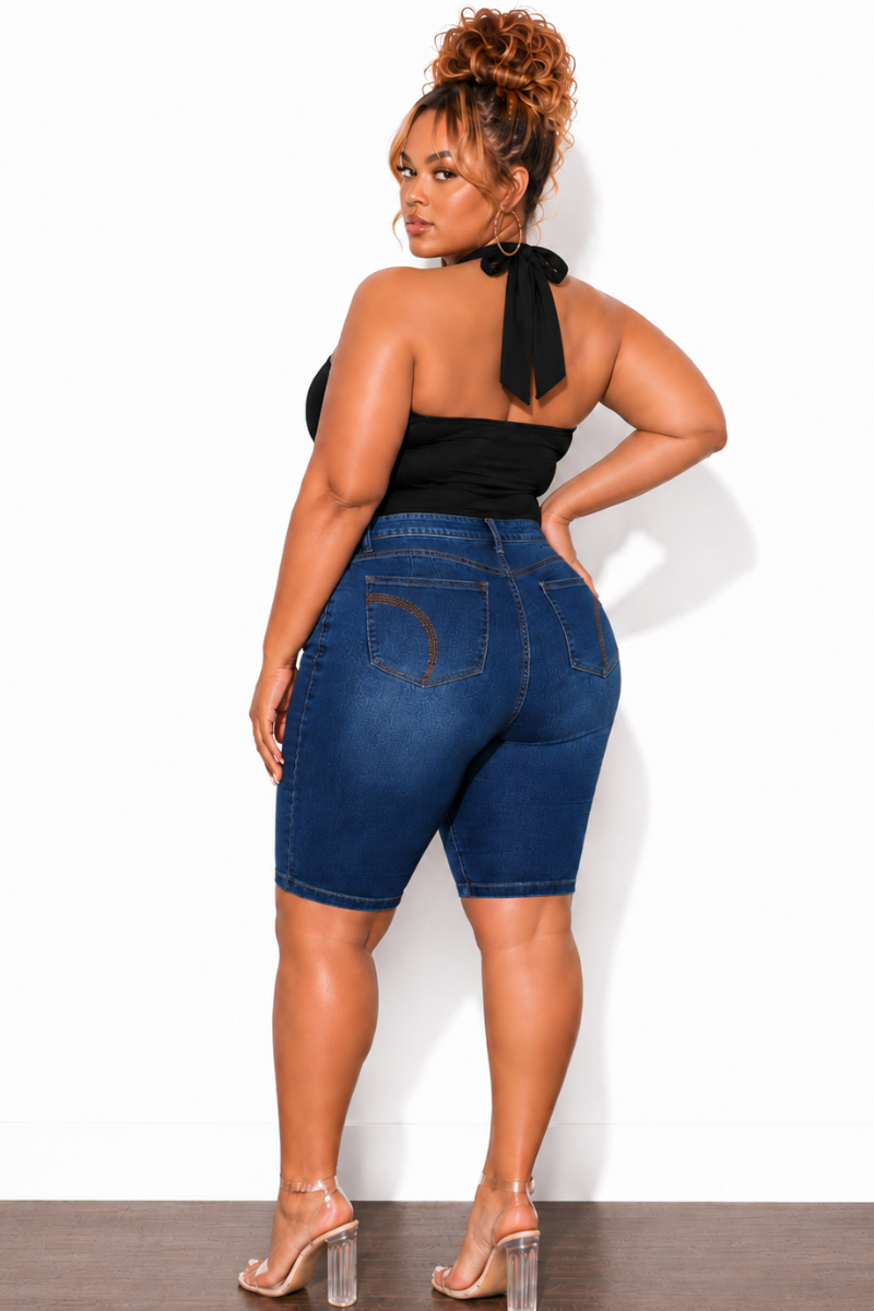 Final Sale Plus Size Bermuda Shorts in Dark Denim (Shorts Only)