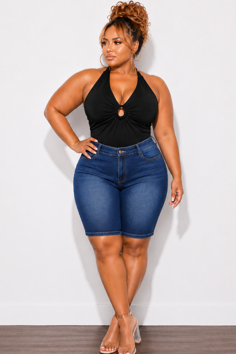 Final Sale Plus Size Bermuda Shorts in Dark Denim (Shorts Only)