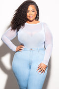 Final Sale Plus Size Mesh Top in Light Blue