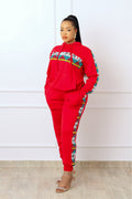 Nala African Print Jogger Set (Red)