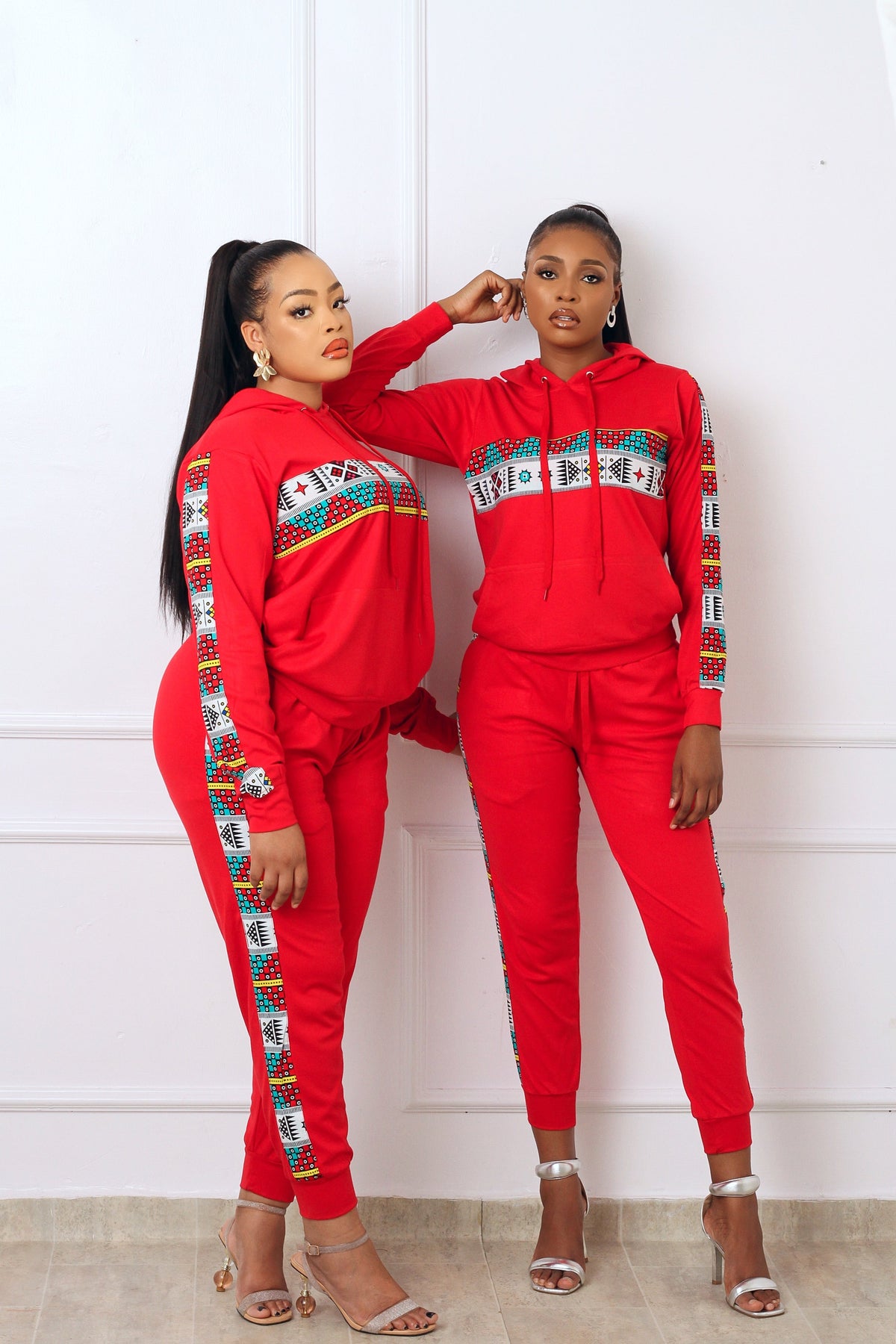 Nala African Print Jogger Set (Red)