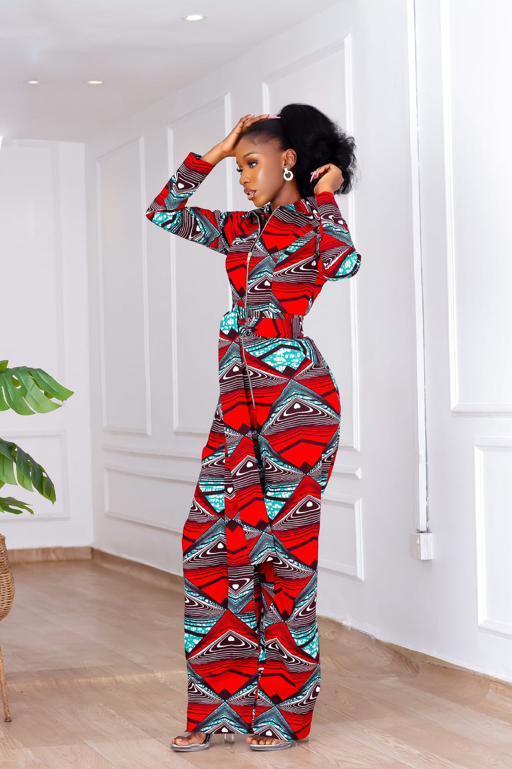 Taraji Zippered Jumpsuit (Red)
