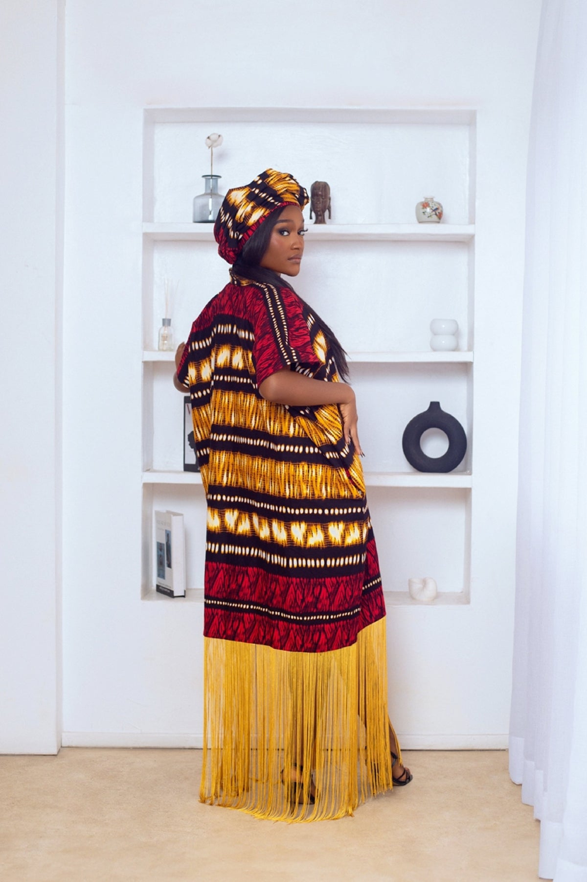 Baddie African Print Boubou Fringe Dress (Multi)