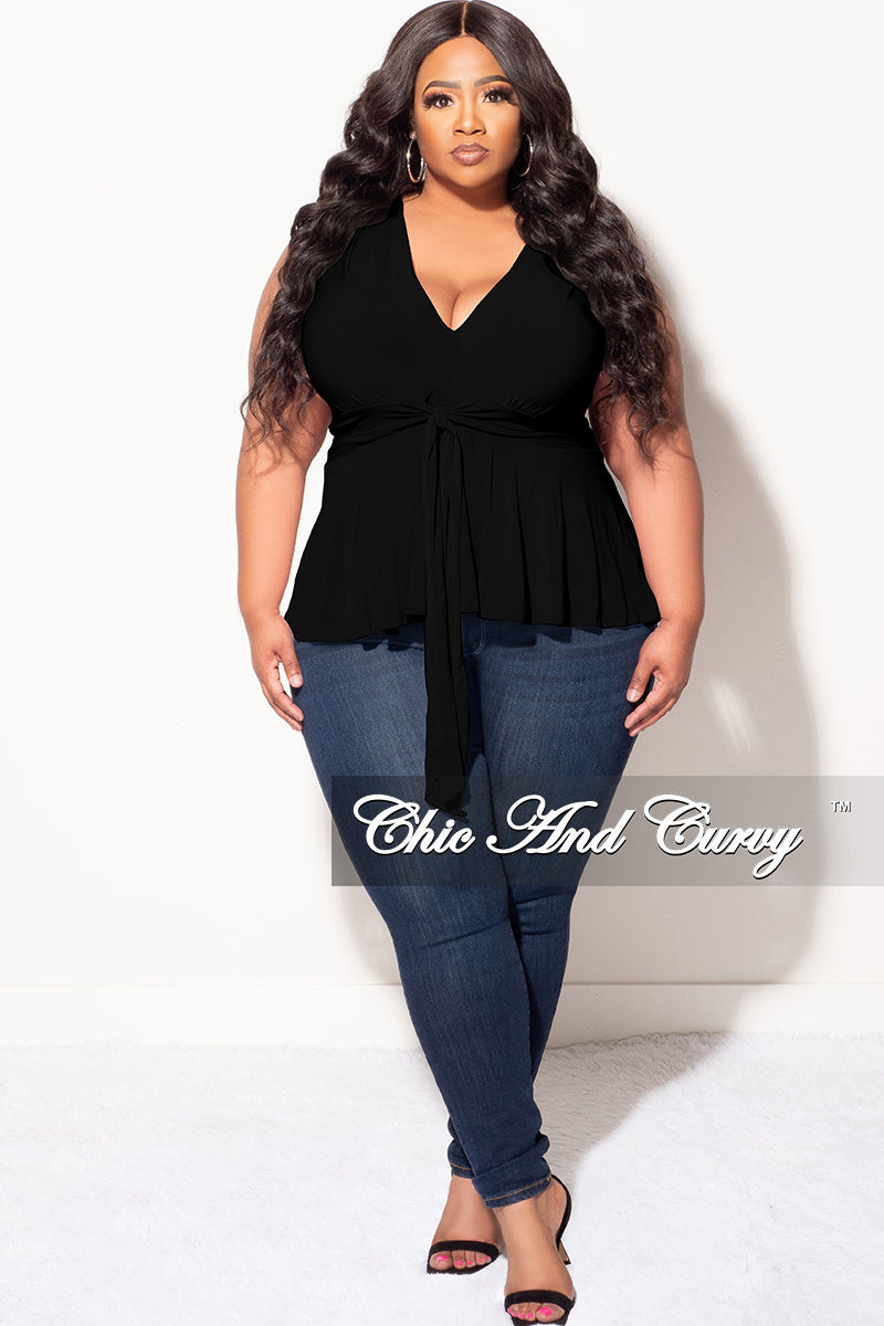 Final Sale Plus Size Sleeveless Peplum Top in Black