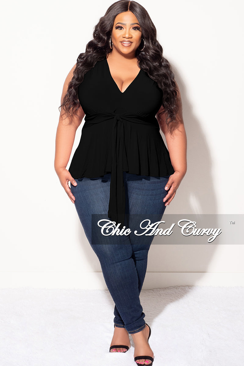 Final Sale Plus Size Sleeveless Peplum Top in Black