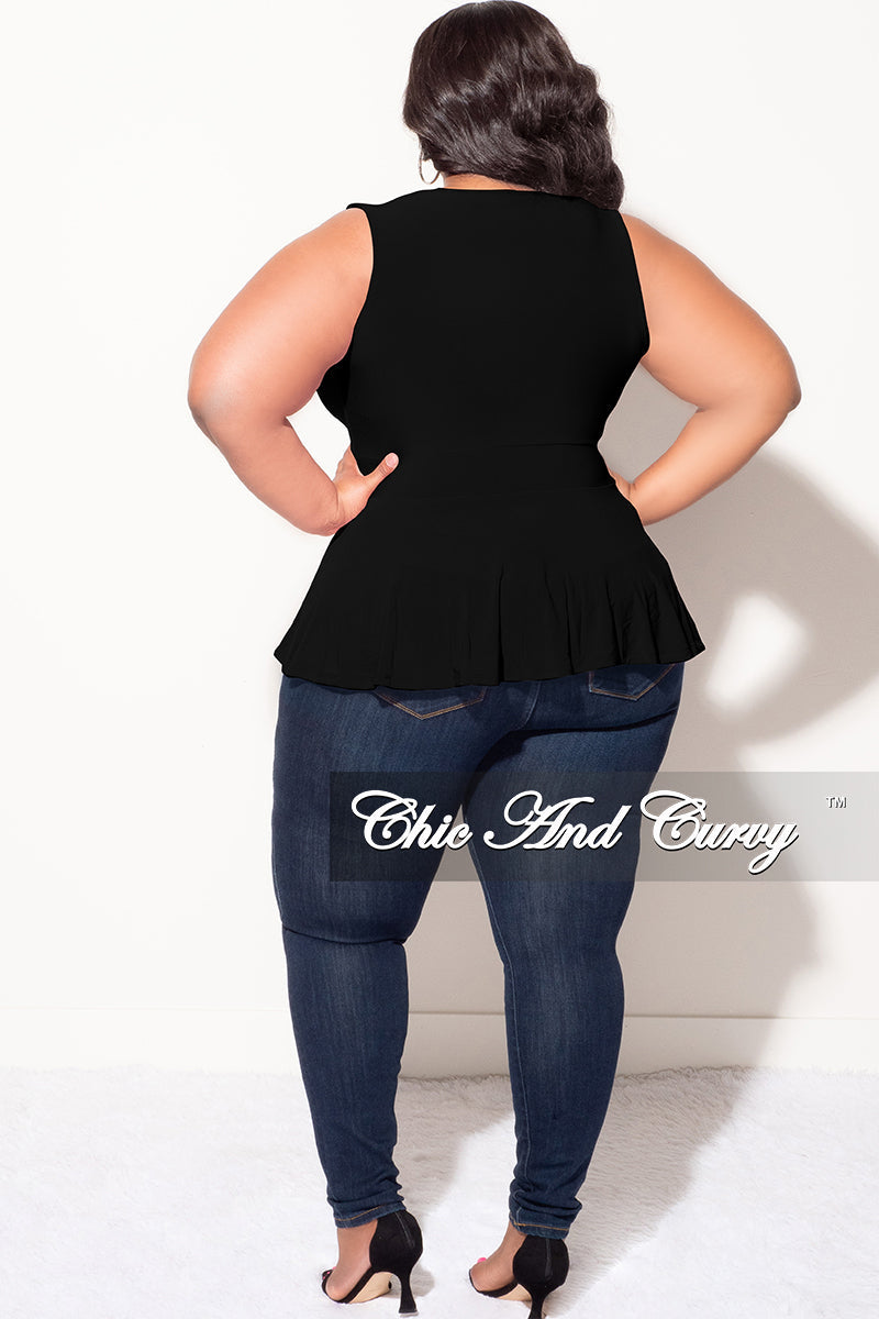 Final Sale Plus Size Sleeveless Peplum Top in Black