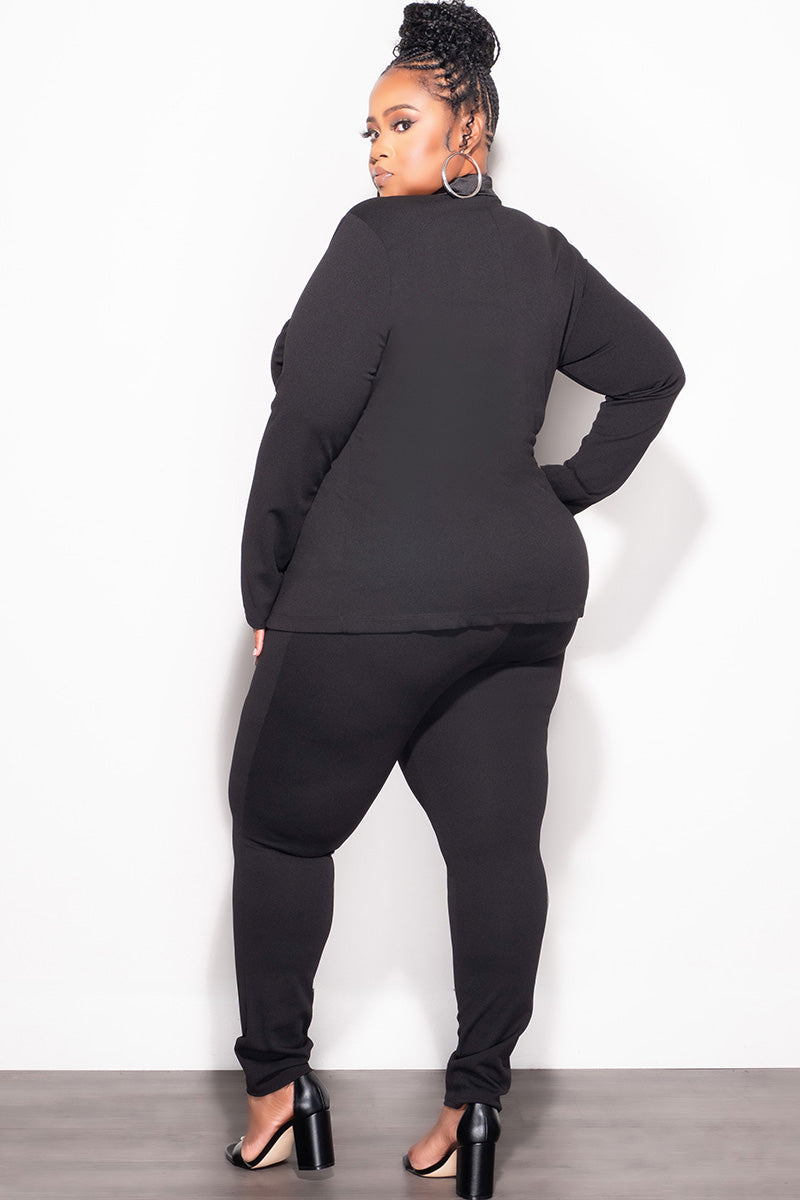 Final Sale Plus Size 2pc Blazer Suit Set in Black