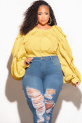 Final Sale Plus Size Wavy Crop Top in Yellow