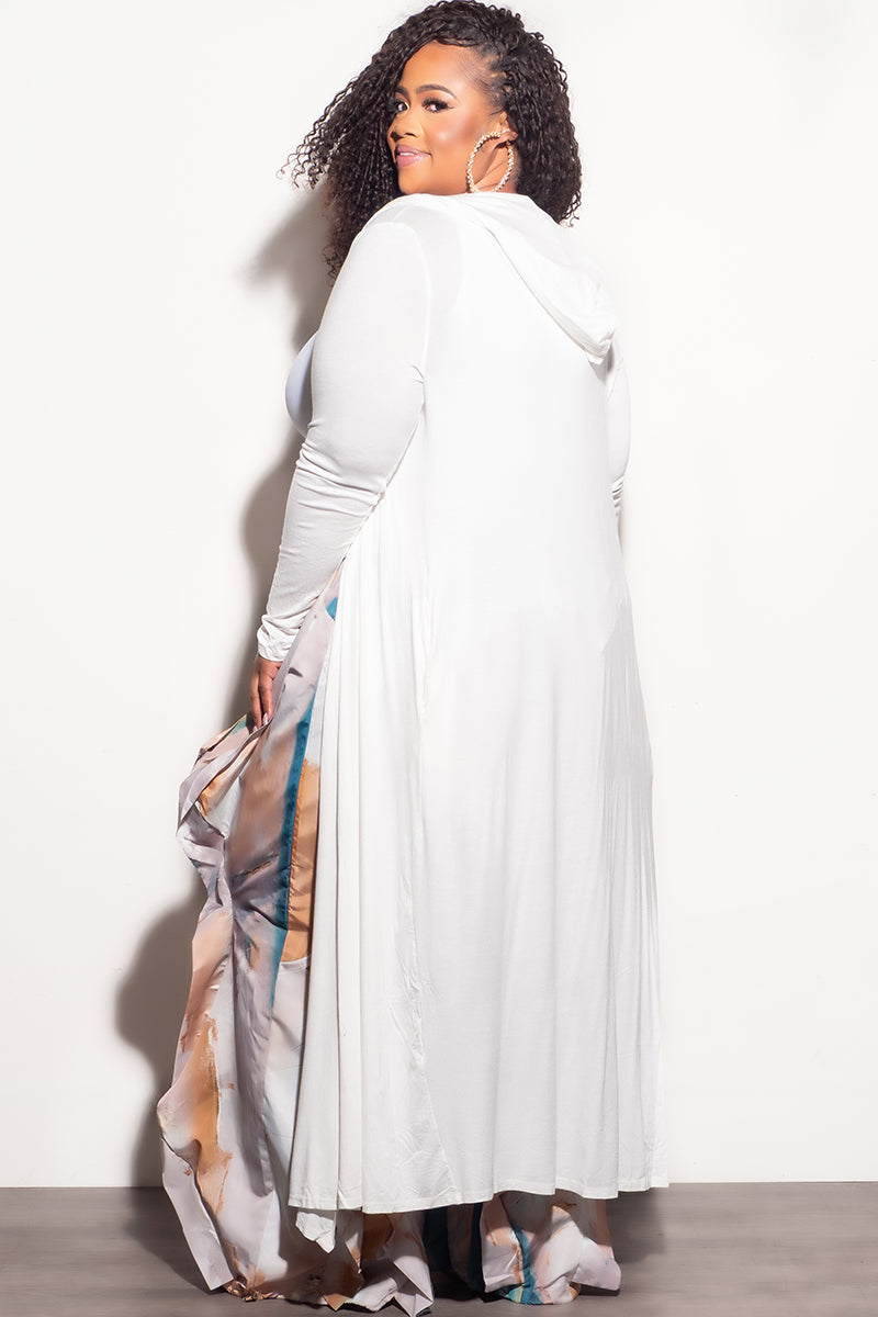 Final Sale Plus Size Hooded Duster in Ivory