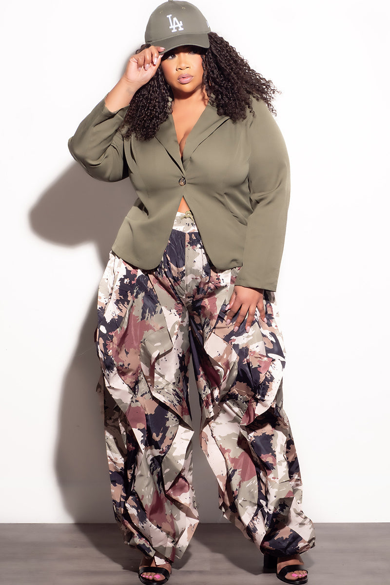 Final Sale Plus Size Blazer In Light Olive