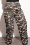 Final Sale Plus Size Cargo Pant With Side Pockets  in Light Camouflage Print