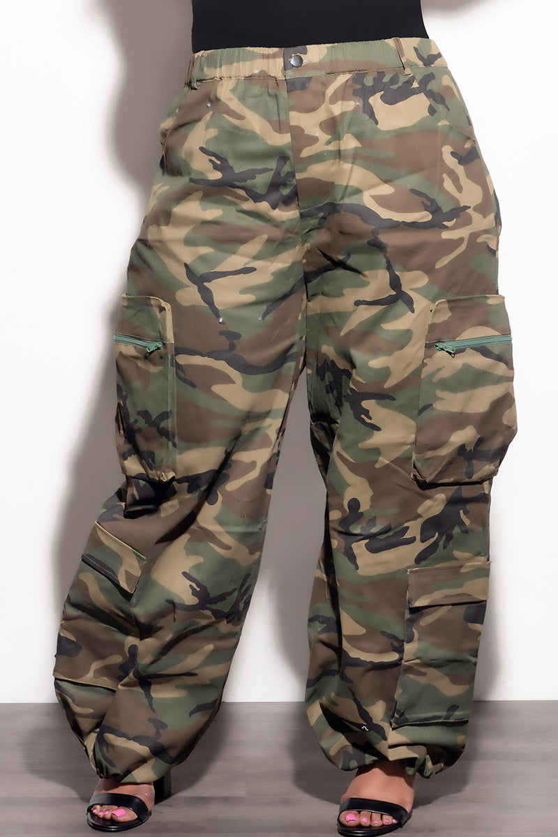 Final Sale Plus Size Cargo Jogger Pant In Darker Camouflage