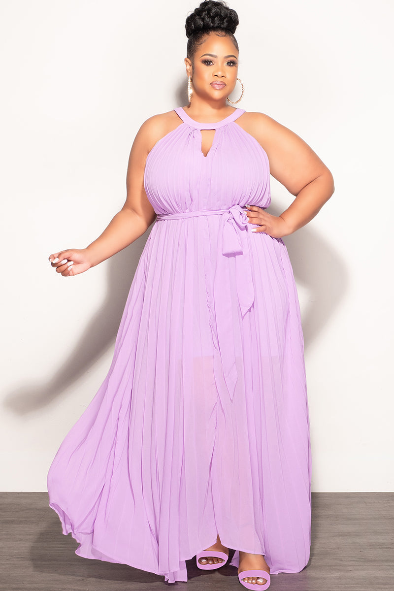 Final Sale Plus Size Chiffon Sleeveless Dress in Lavender