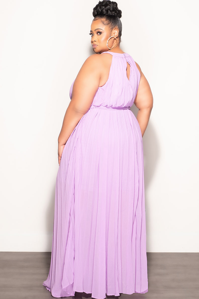 Final Sale Plus Size Chiffon Sleeveless Dress in Lavender