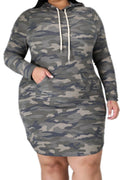 Final Sale Plus Size Jogger Dress with Pockets in Camouflage