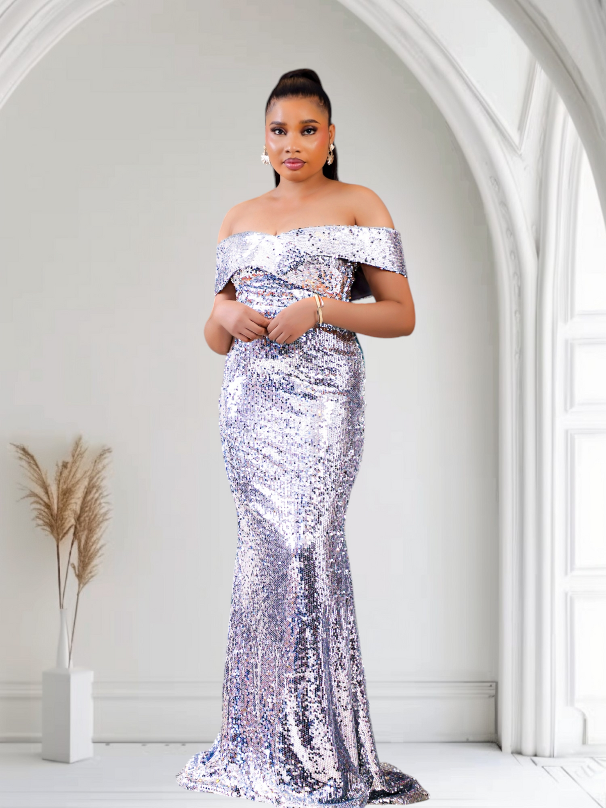 Audrey Sequin Mermaid Dress (Silver)