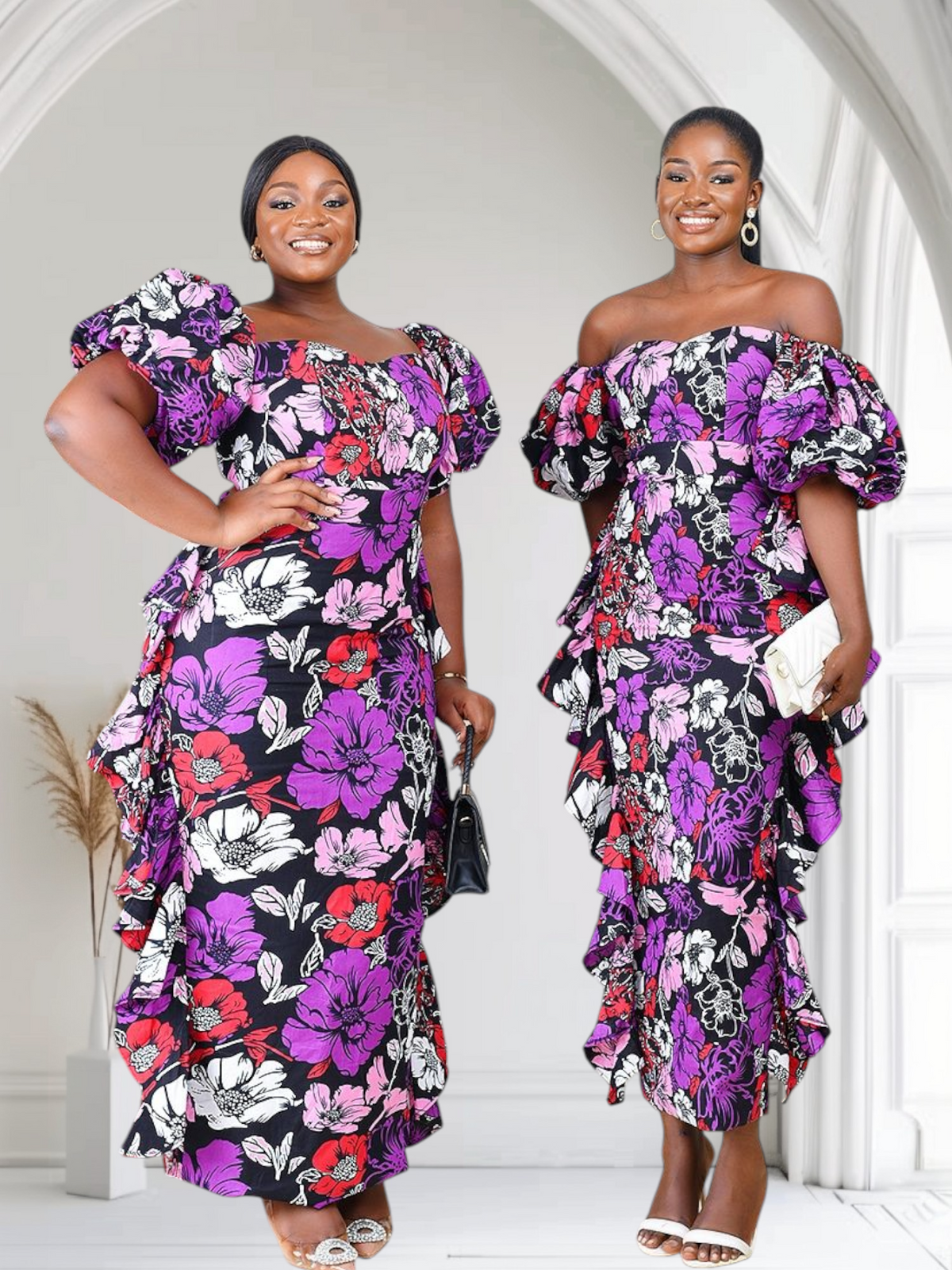 Lewa African Print Dress (Purple)