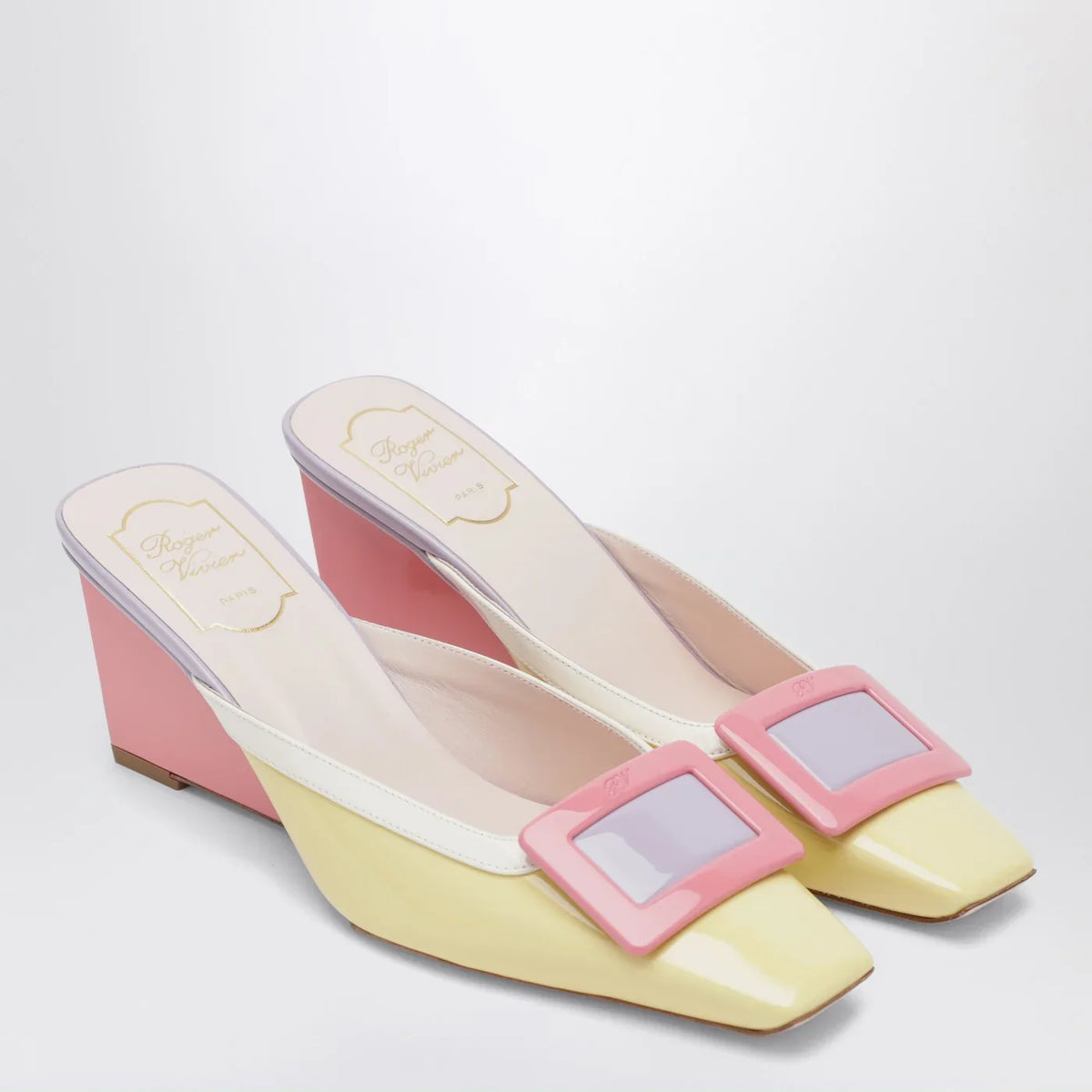 ROGER VIVIER - Belle Vivier Wedge mules in patent leather