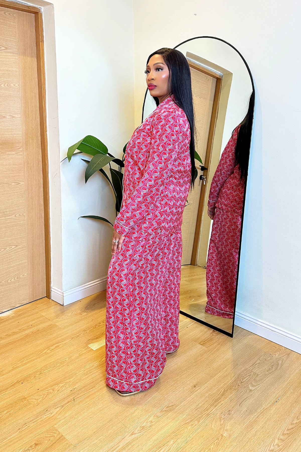 Abeba African Print Pajamas Pants Set (Pink)