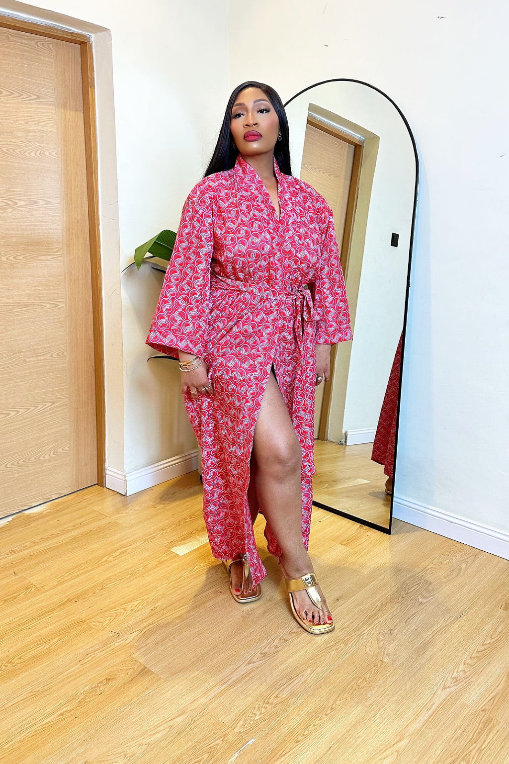 Abeba African Print Robe (Pink)