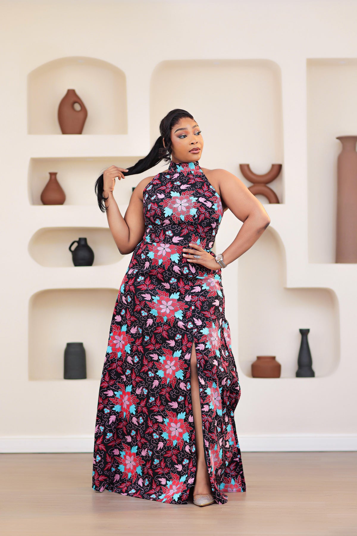 Adelaide African Print Dress (Black multi)