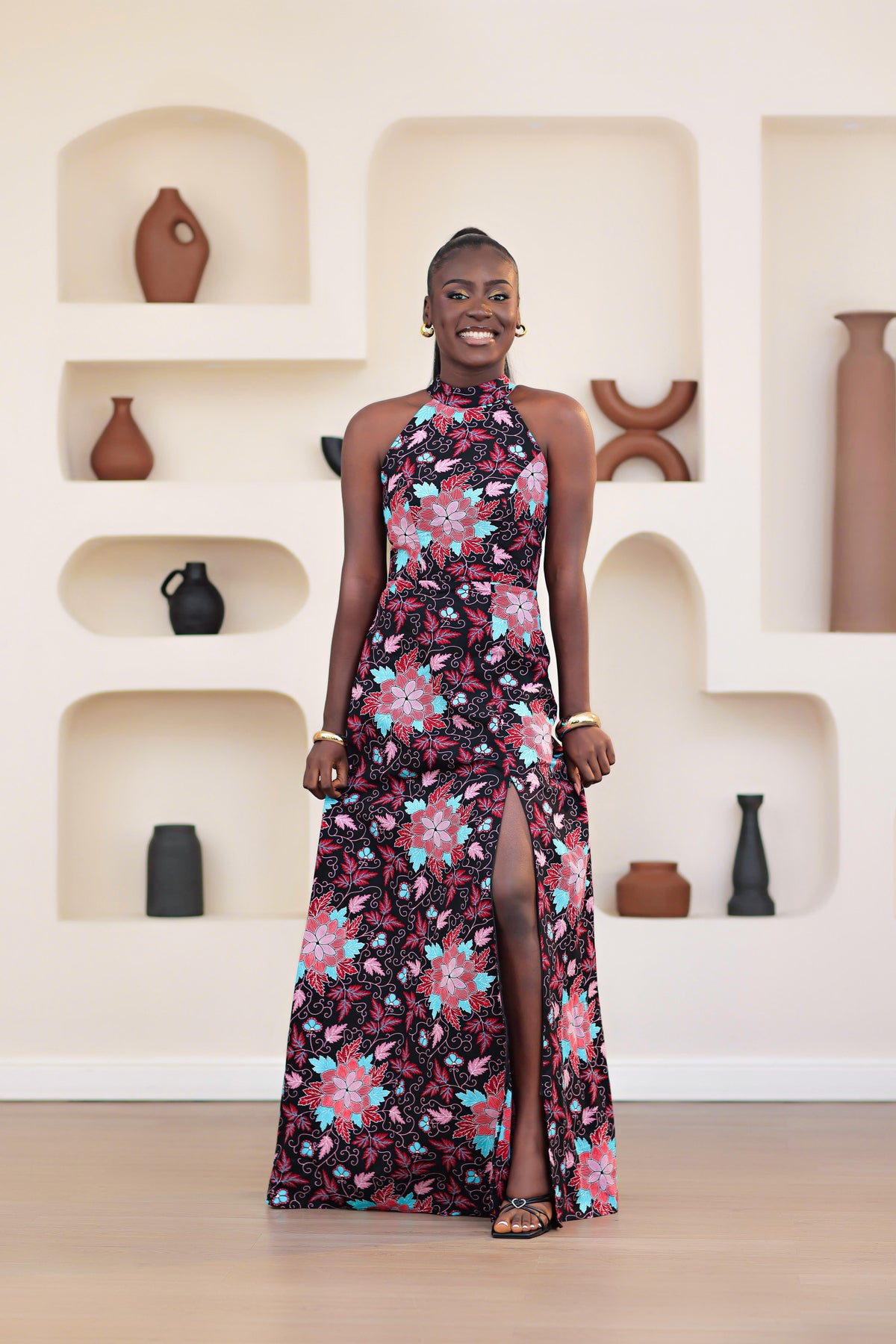 Adelaide African Print Dress (Black multi)