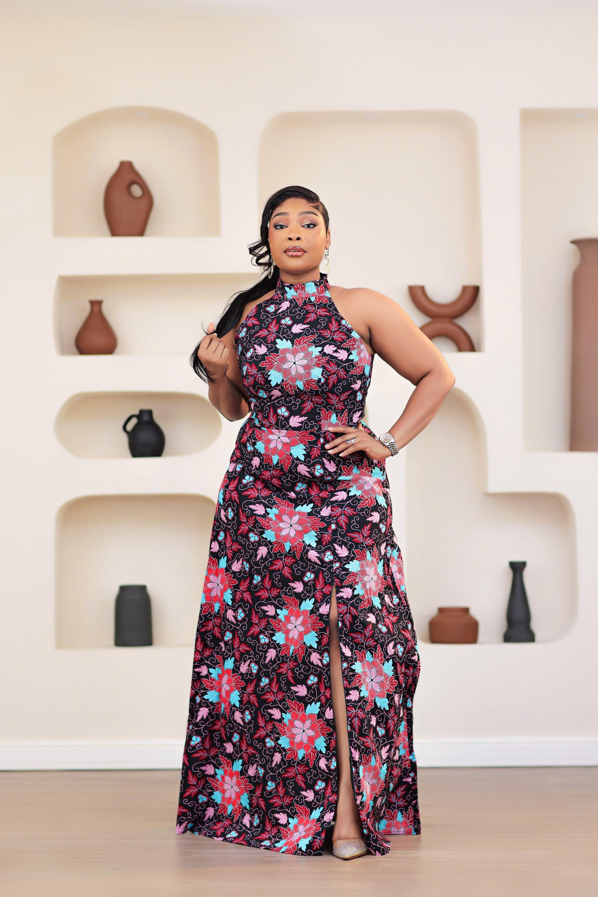 Adelaide African Print Dress (Black multi)