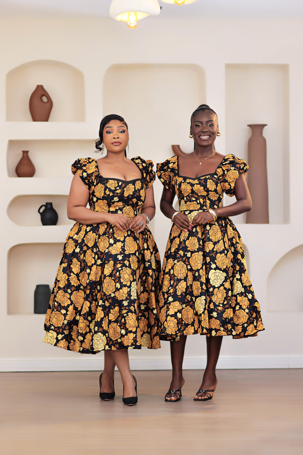 Aduke African Print Dress (Gold multi)
