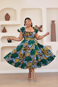 Aduke African Print Dress (Green multi)