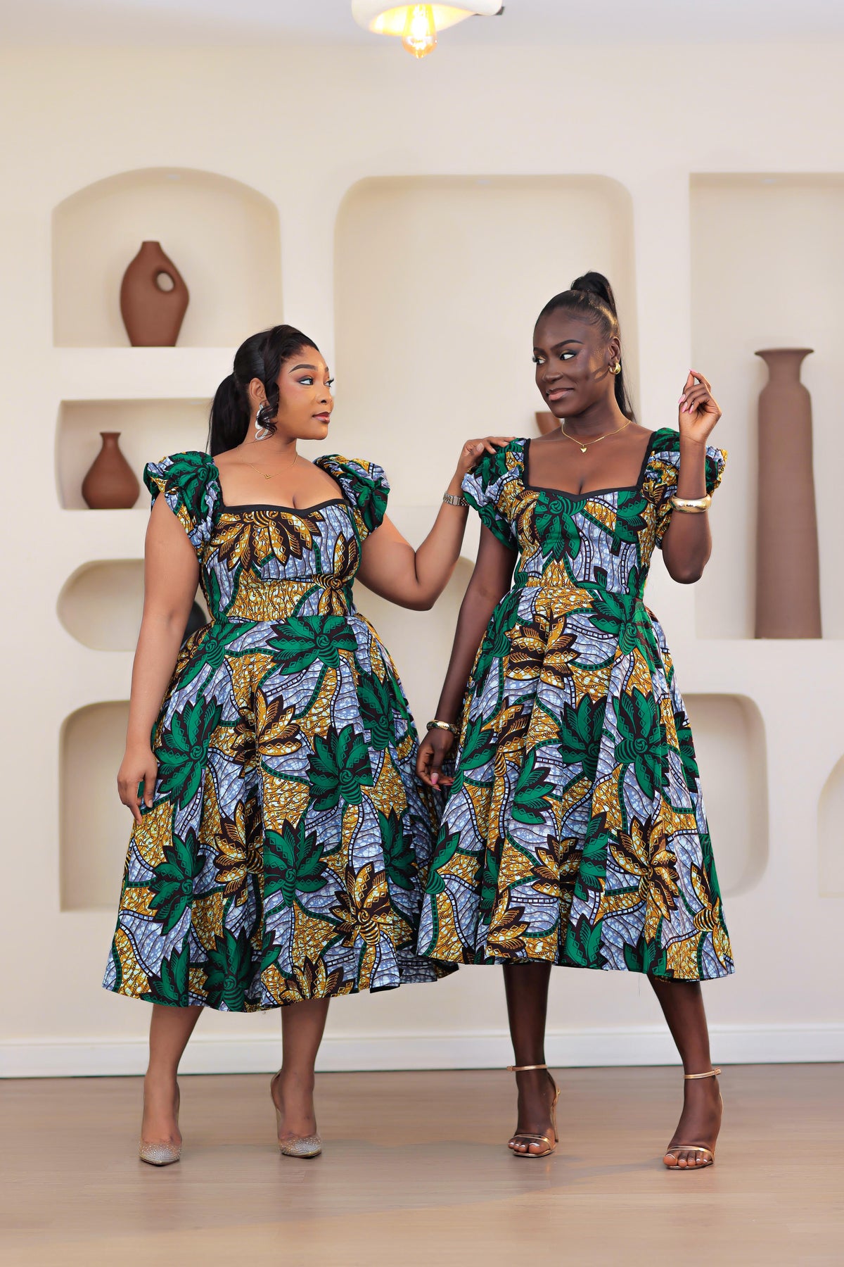 Aduke African Print Dress (Green multi)