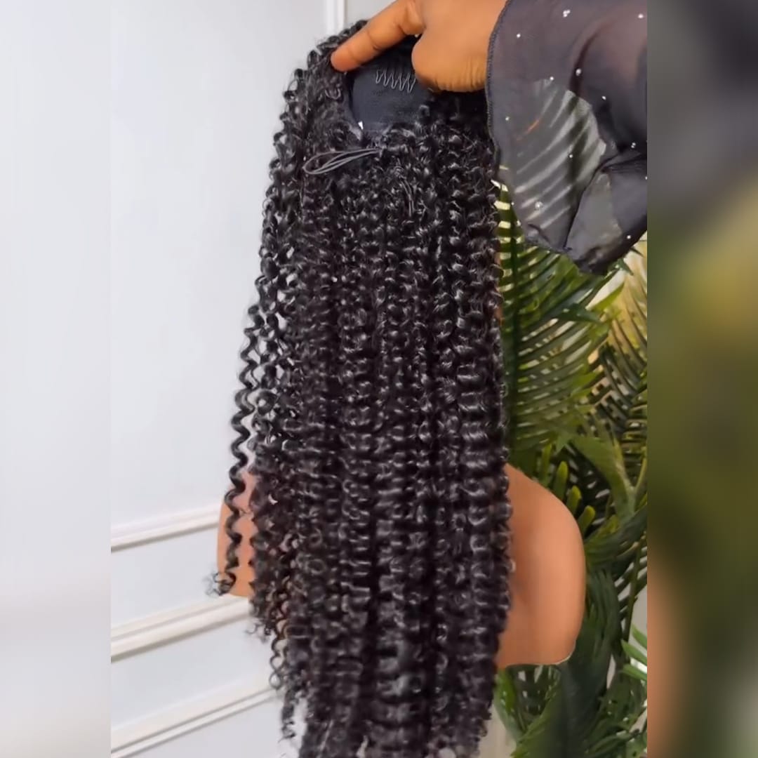 AILUXY Extension Queue De Cheval Afro Curly,Volume Généreux, Facile À Fixer, Aspect Naturel