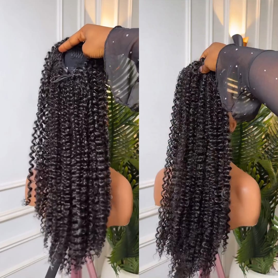 AILUXY Extension Queue De Cheval Afro Curly,Volume Généreux, Facile À Fixer, Aspect Naturel