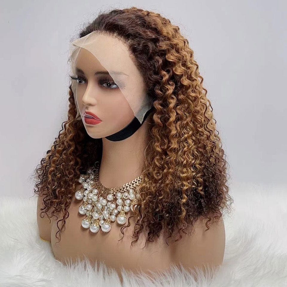 AILUXY 13x4 Lace Frontal Perruque Bouclée 4/30/4 Bob Perruque 200% Densité 100% Cheveux Humains comme sur la vidéo 2 - 3 jours reçus+Un beau cadeau