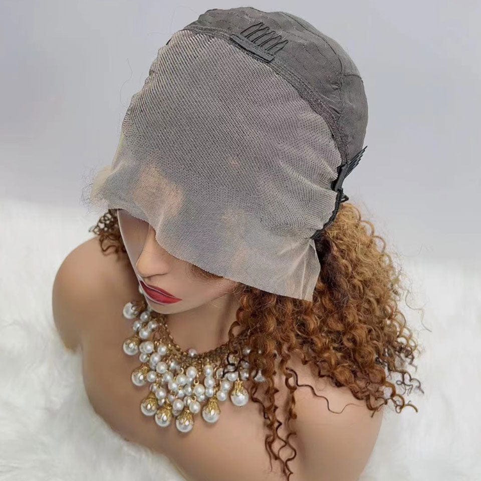 AILUXY 13x4 Lace Frontal Perruque Bouclée 4/30/4 Bob Perruque 200% Densité 100% Cheveux Humains comme sur la vidéo 2 - 3 jours reçus+Un beau cadeau