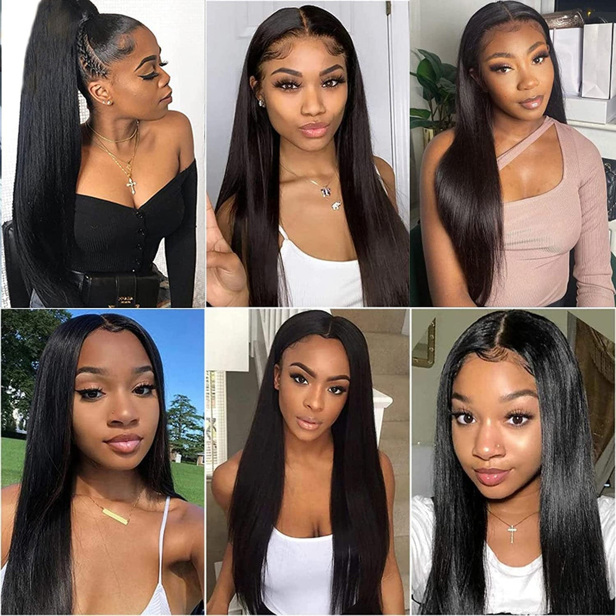 AILUXY 4x4 Lace closure Perruque Lisse Longue Noir 100% Cheveux Humains BLACK FRIDAY vente flash