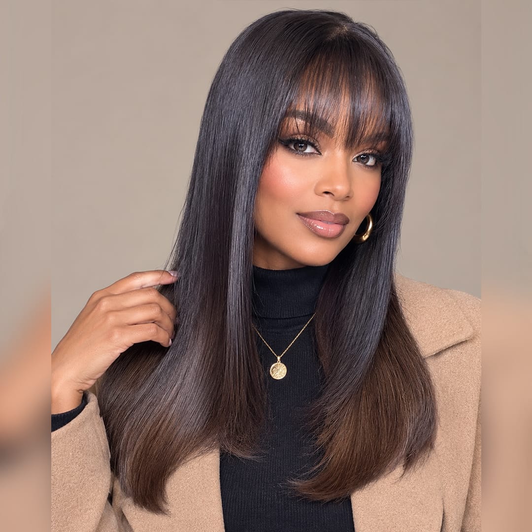 AILUXY bang lisse perruque 1bt4 vente flash identique à l'image 100% cheveux humains