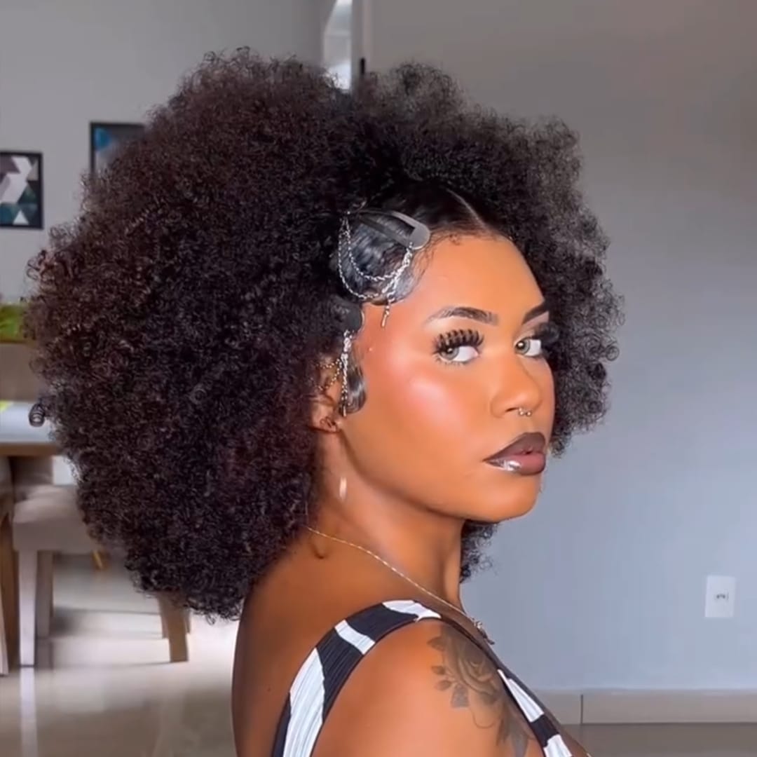 AILUXY Perruque afro couleur naturelle avec devant coiffé – Look chic et prêt à porter