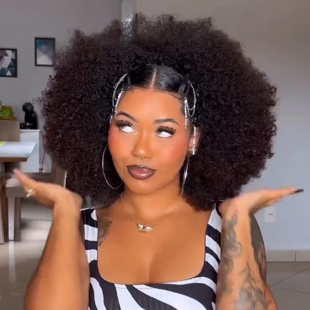 AILUXY Perruque afro couleur naturelle avec devant coiffé – Look chic et prêt à porter