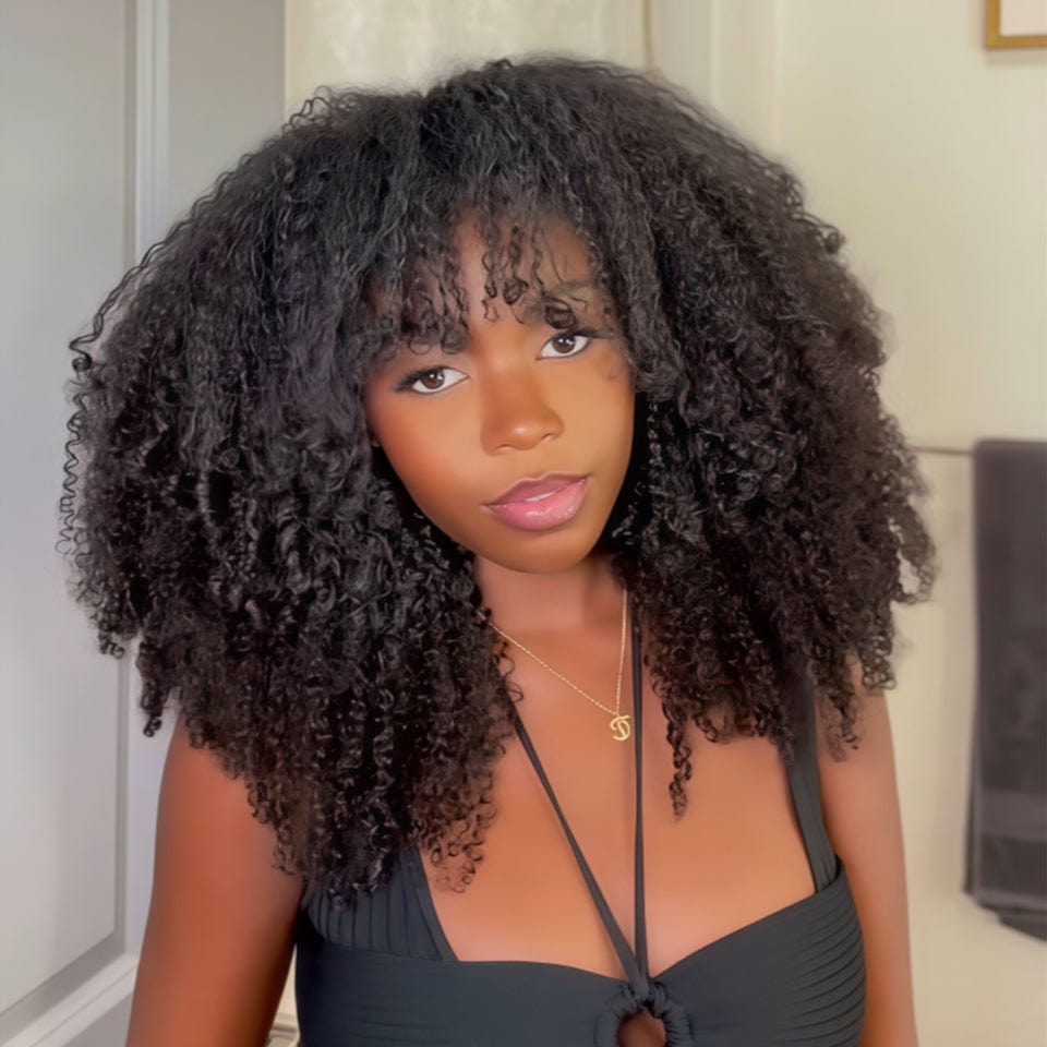 AILUXY Perruque personnalisée avancée afro curly 250% density Cheveux volumineux instantanés