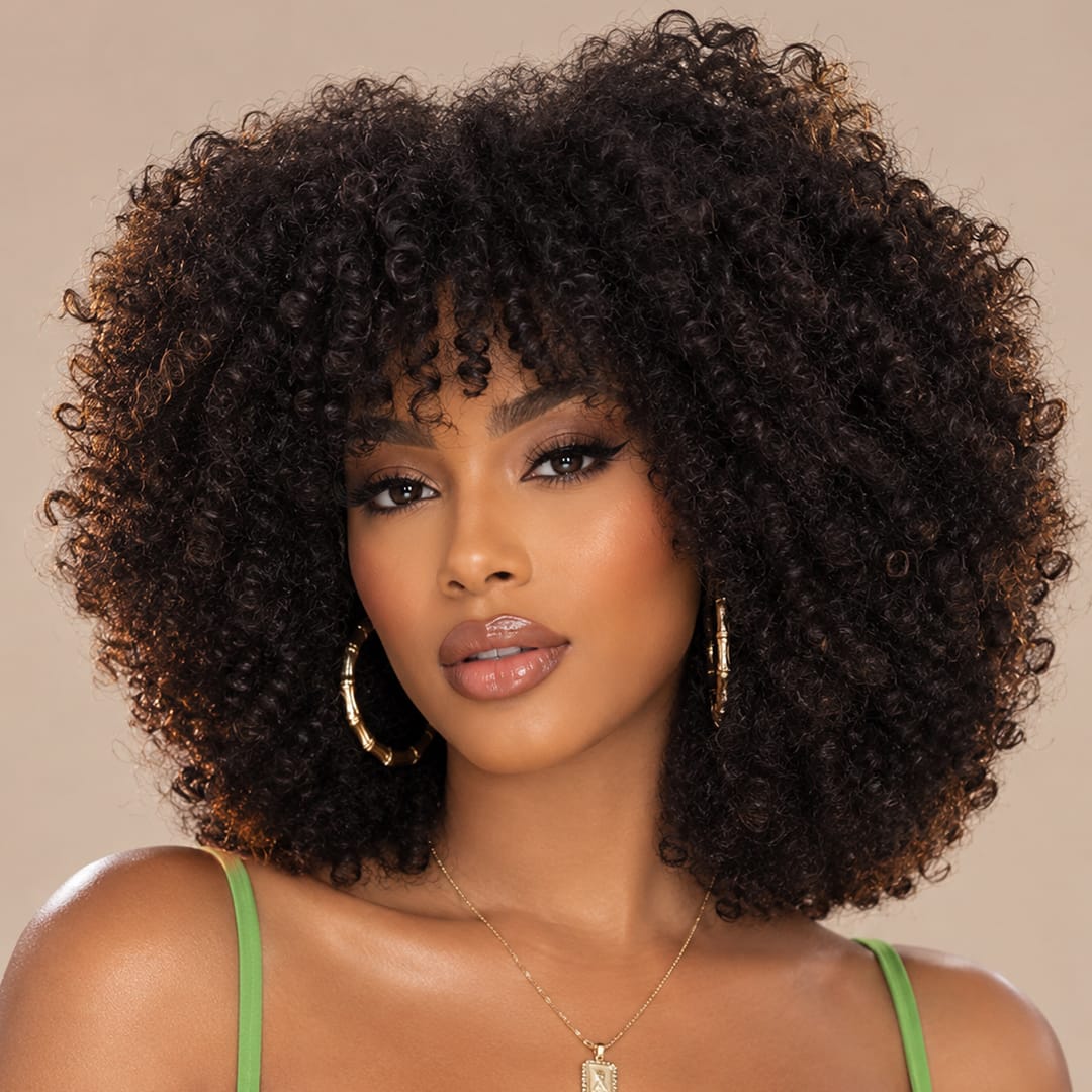 AILUXY Perruque personnalisée avancée afro curly 250% density perruques haute qualité
