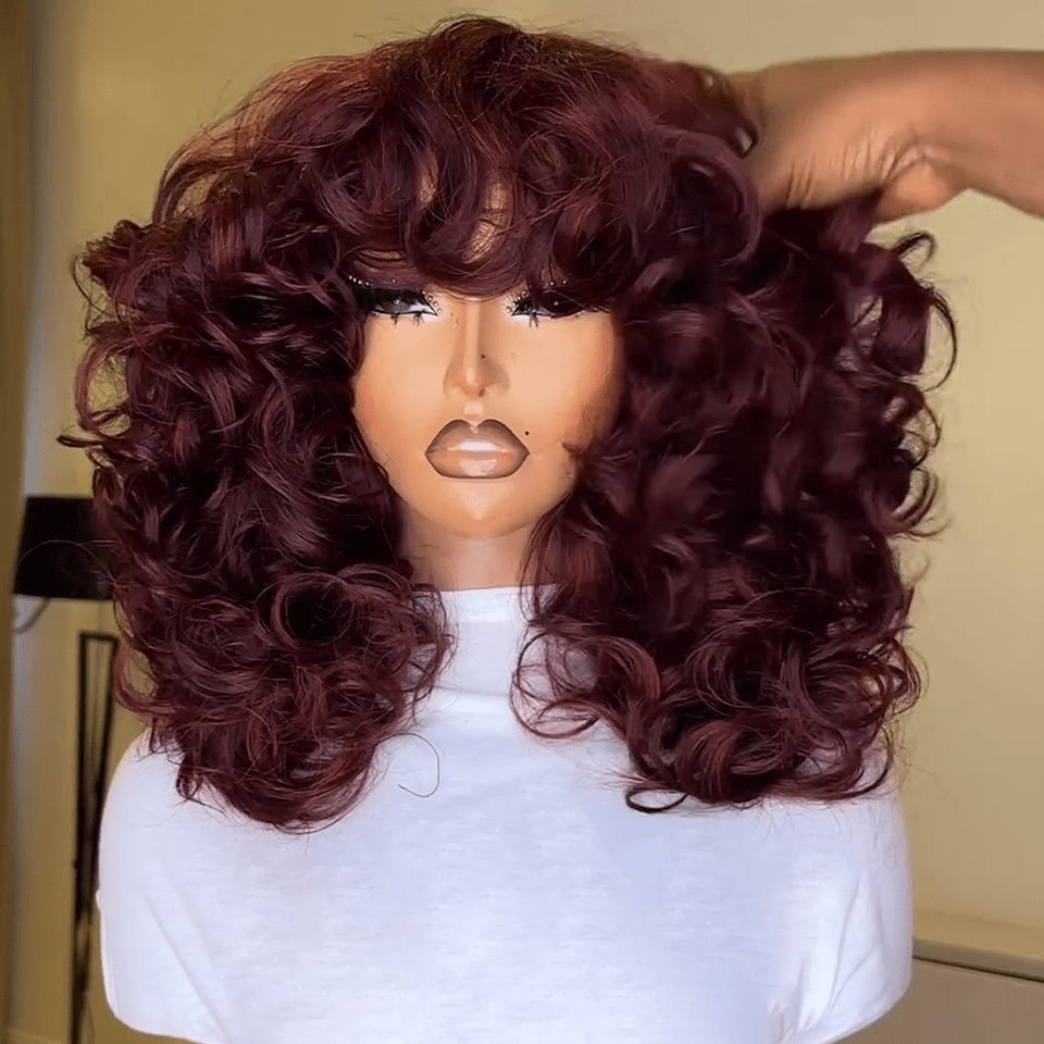 AILUXY 99j Full Egg Curly Perruque 100% Cheveux Humains comme sur la vidéo 3 - 4 jours reçus+Un beau cadeau