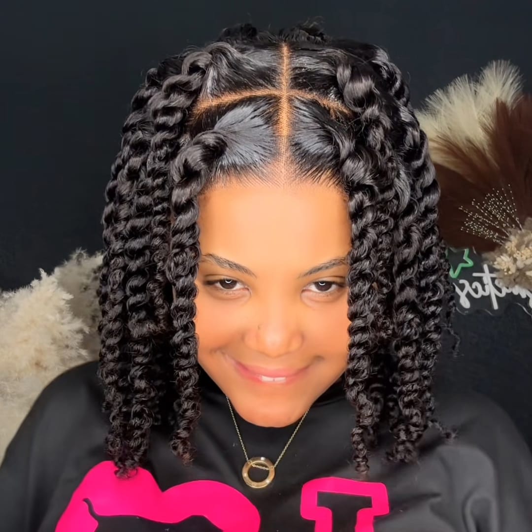 AILUXY Perruque Sans Colle HD lace Passion Twists Avec Boucles Ultra Rebondies et Volume Maximal